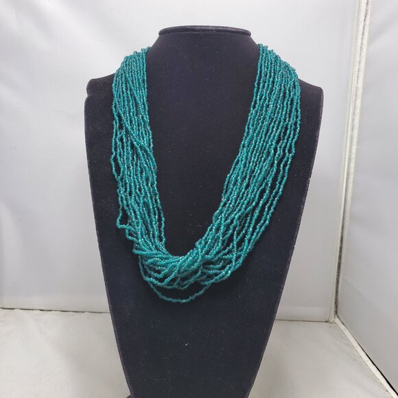 Signature green seed bead multi strand necklace 20 strand - Picture 1 of 8